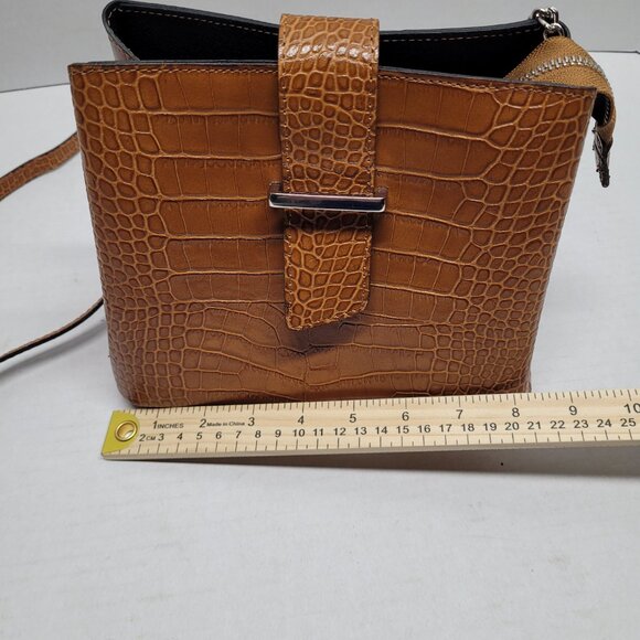 Anna Morellini Leather Handbag Olivia Model 189446 Honey Color Crossbody Purse - Picture 6 of 10